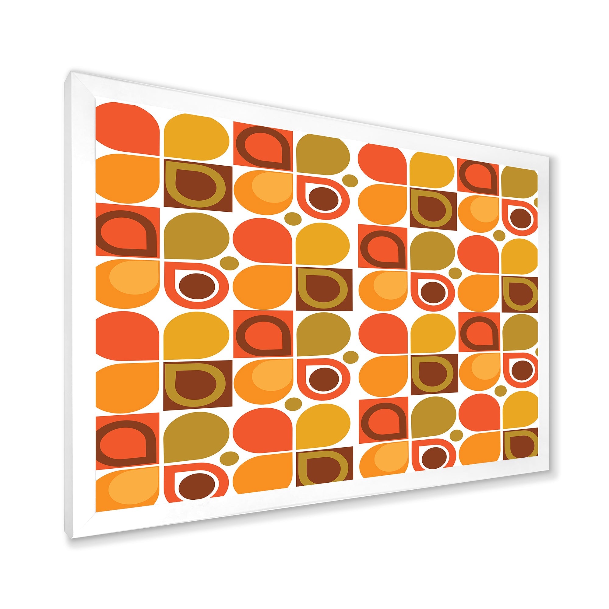 Abstract Retro Geometric Pattern VI Framed Print Matte White - 1.5 Width