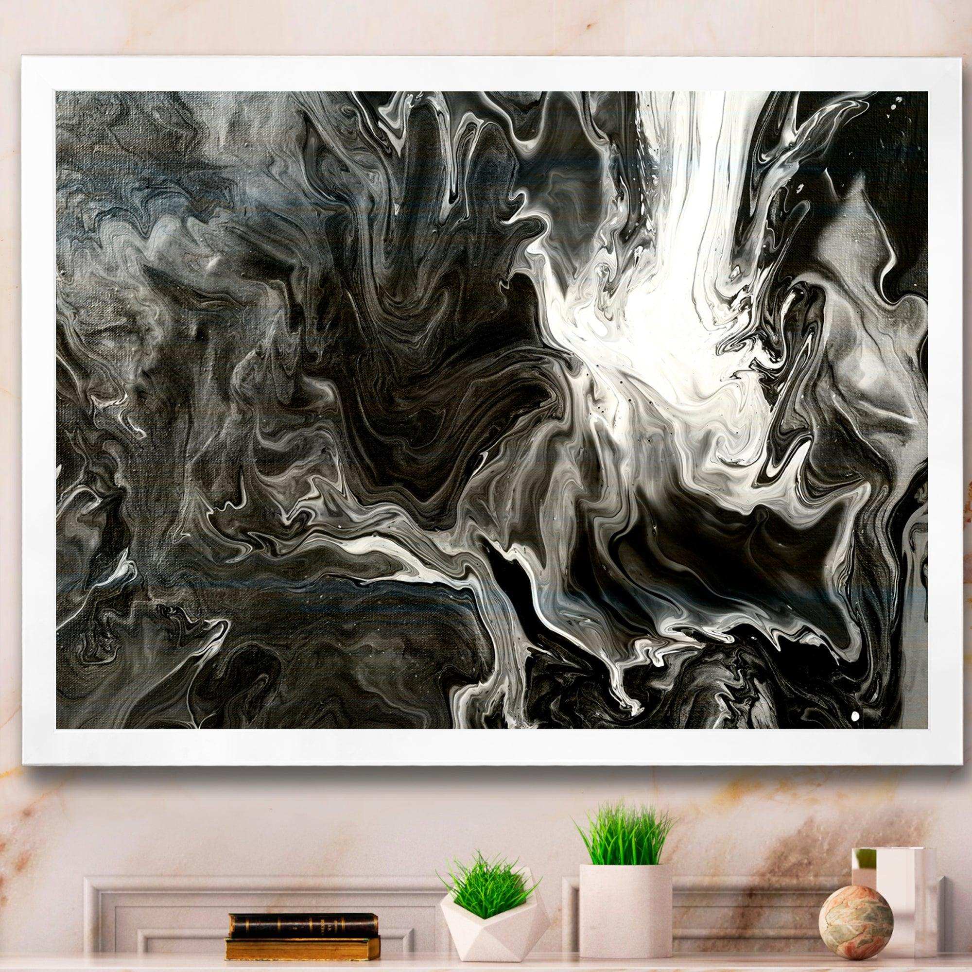 White, grey and White Hand Painted Marble Acrylic IV