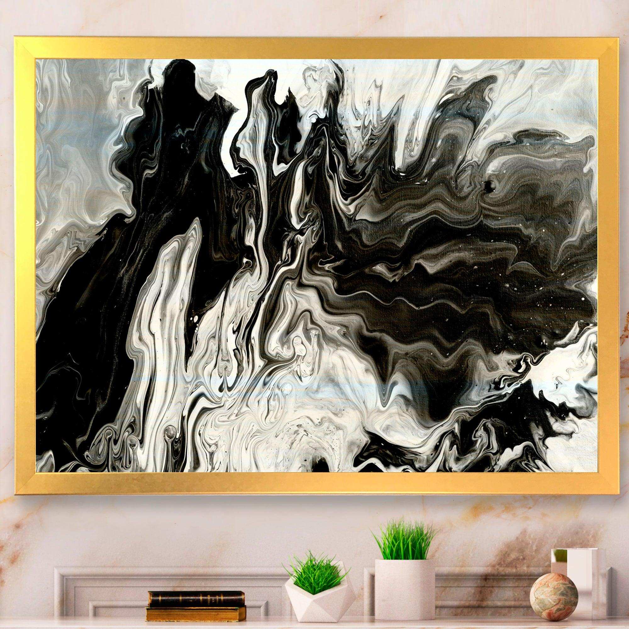 White, grey and White Hand Painted Marble Acrylic IX