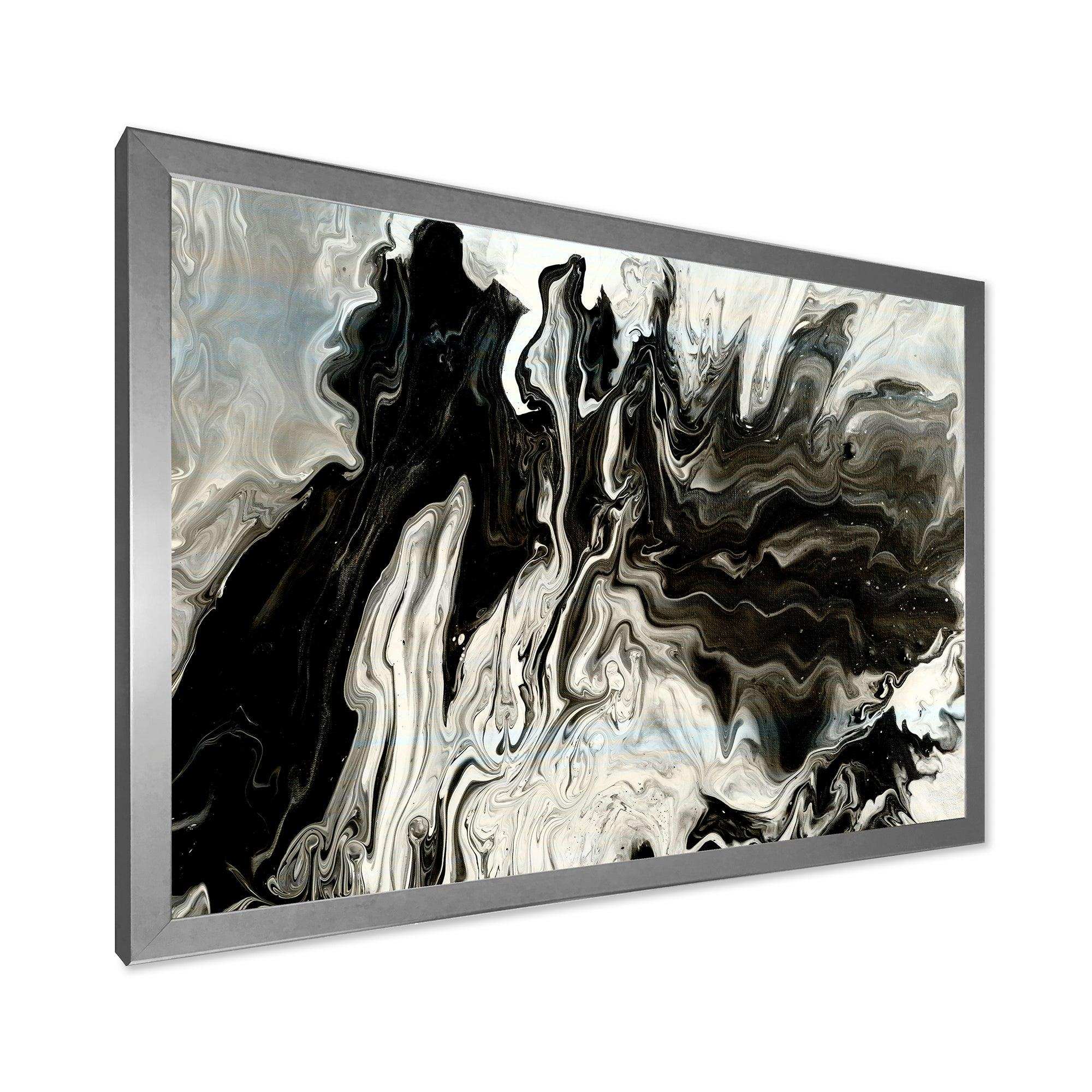 White, grey and White Hand Painted Marble Acrylic IX