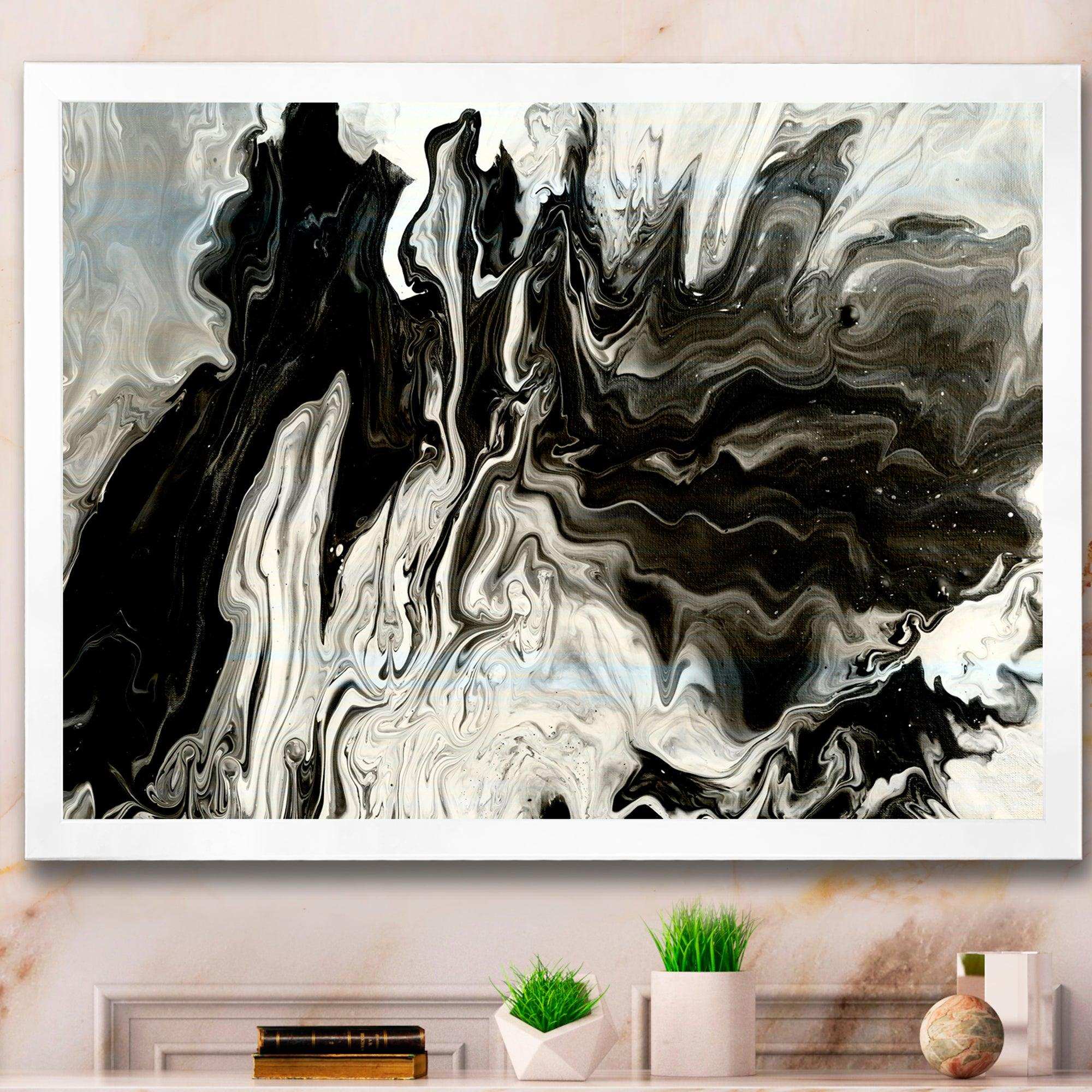 White, grey and White Hand Painted Marble Acrylic IX