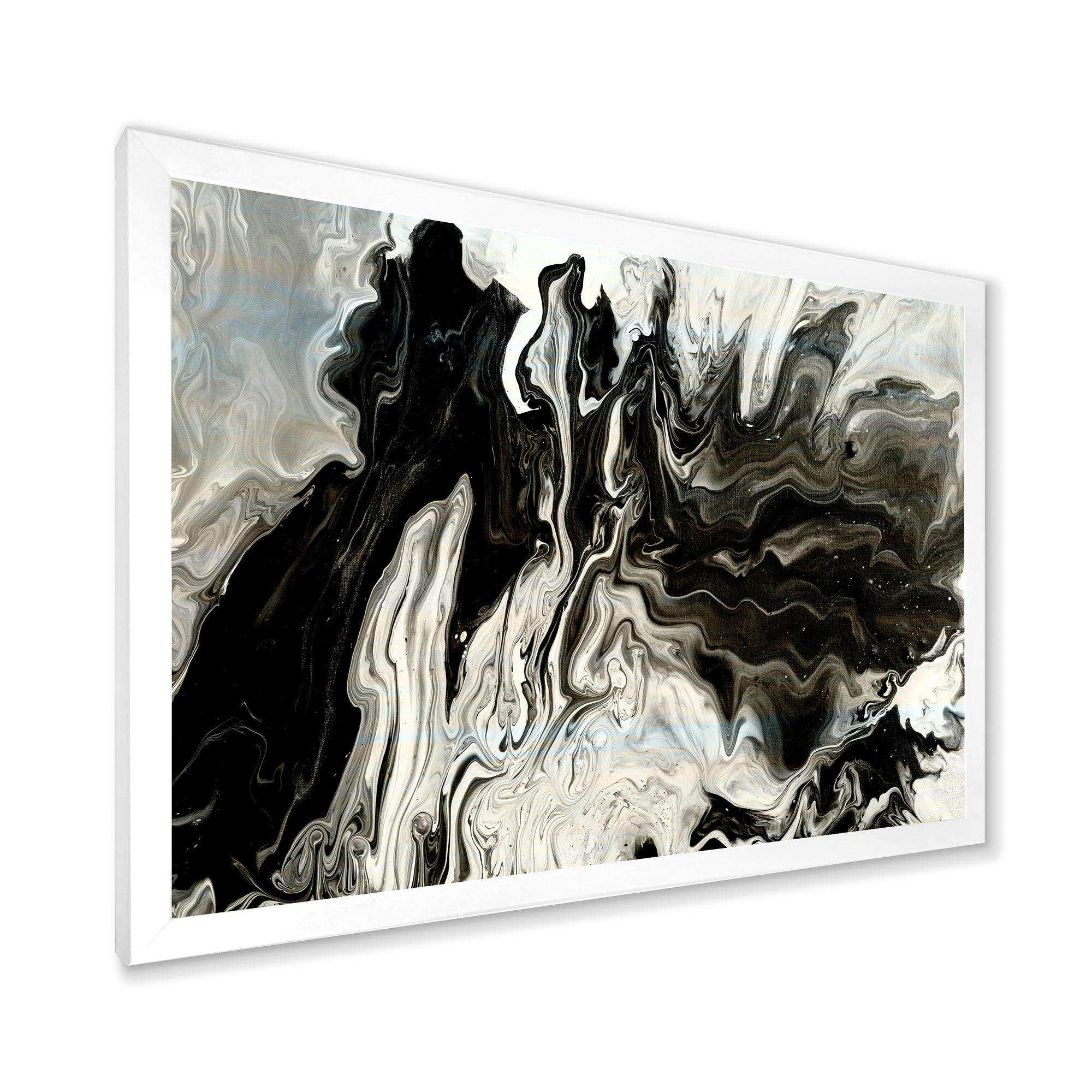 White, grey and White Hand Painted Marble Acrylic IX