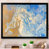 Blue and Gold Liquid Hand Drawn Marble