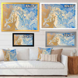 Blue and Gold Liquid Hand Drawn Marble