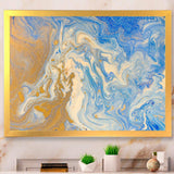 Blue and Gold Liquid Hand Drawn Marble