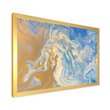 Blue and Gold Liquid Hand Drawn Marble