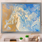 Blue and Gold Liquid Hand Drawn Marble