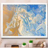 Blue and Gold Liquid Hand Drawn Marble