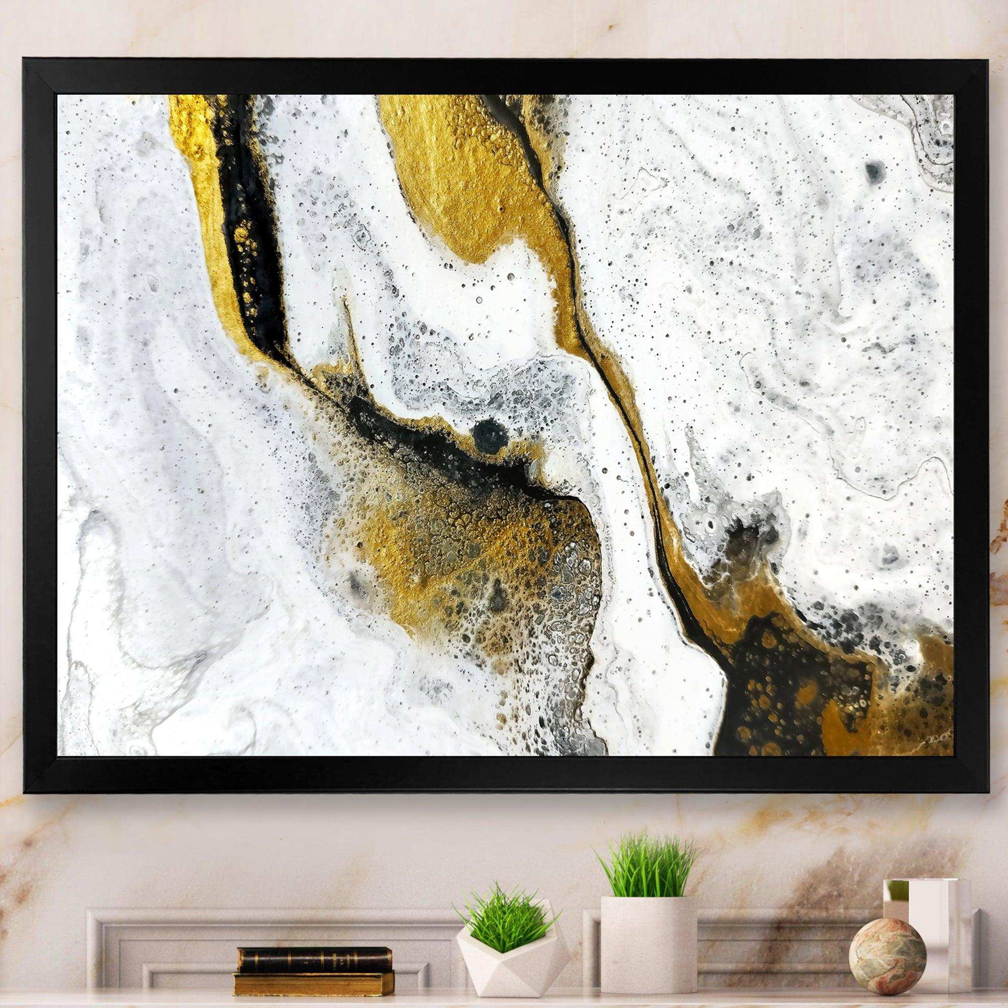 Gold and Black on White Acrylic Marble