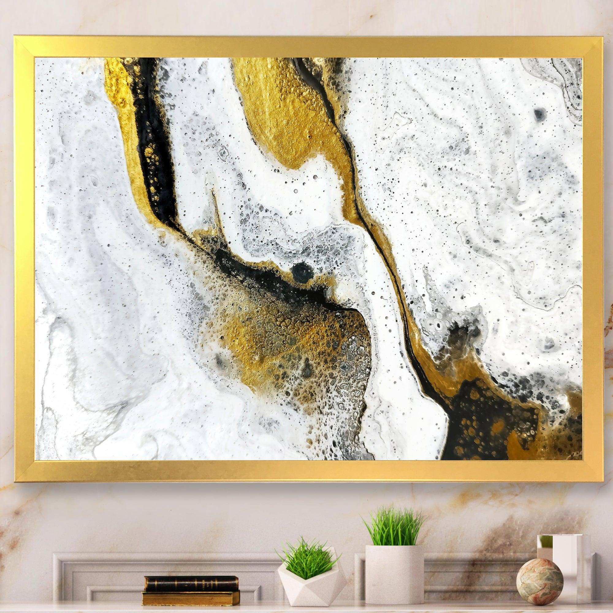 Gold and Black on White Acrylic Marble