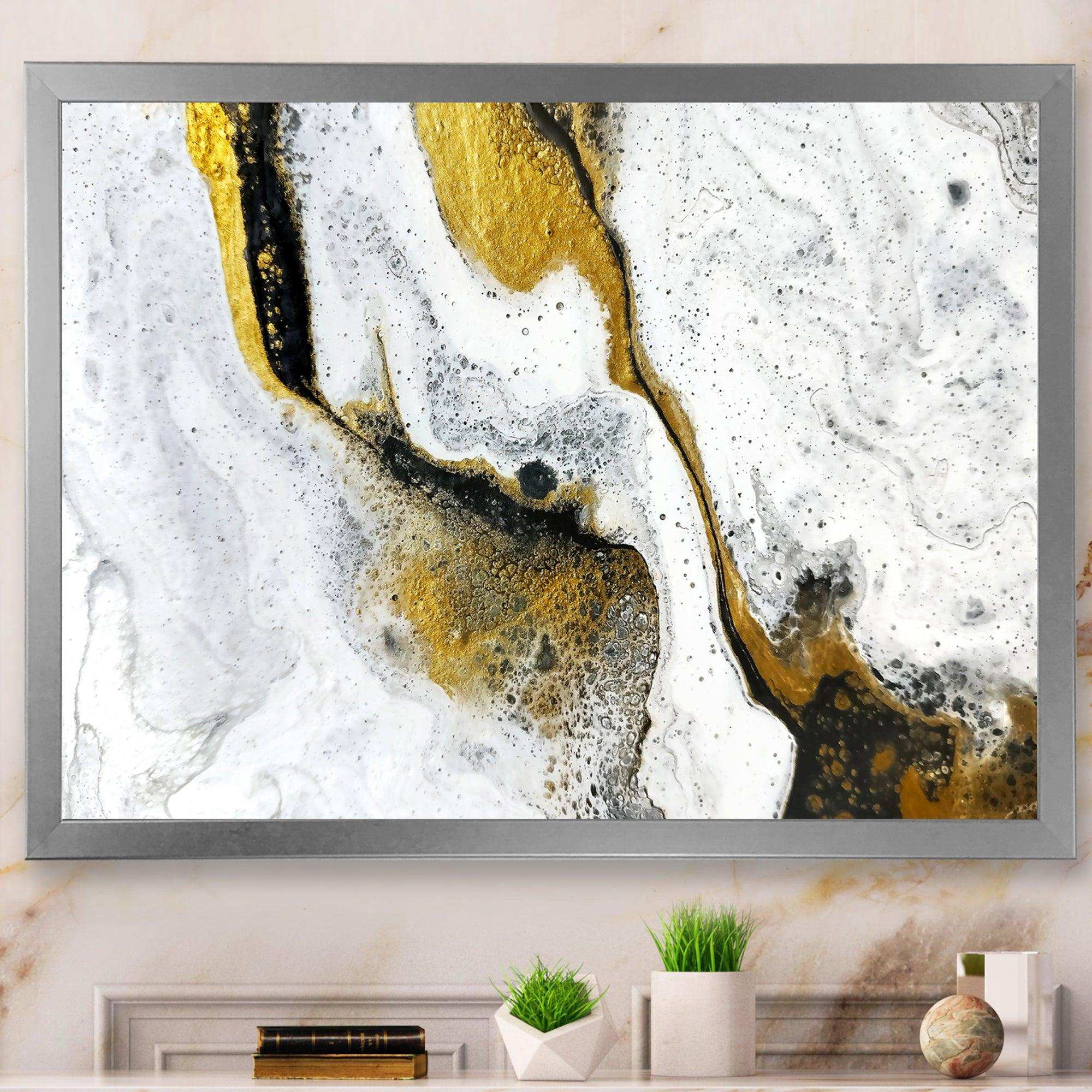 Gold and Black on White Acrylic Marble