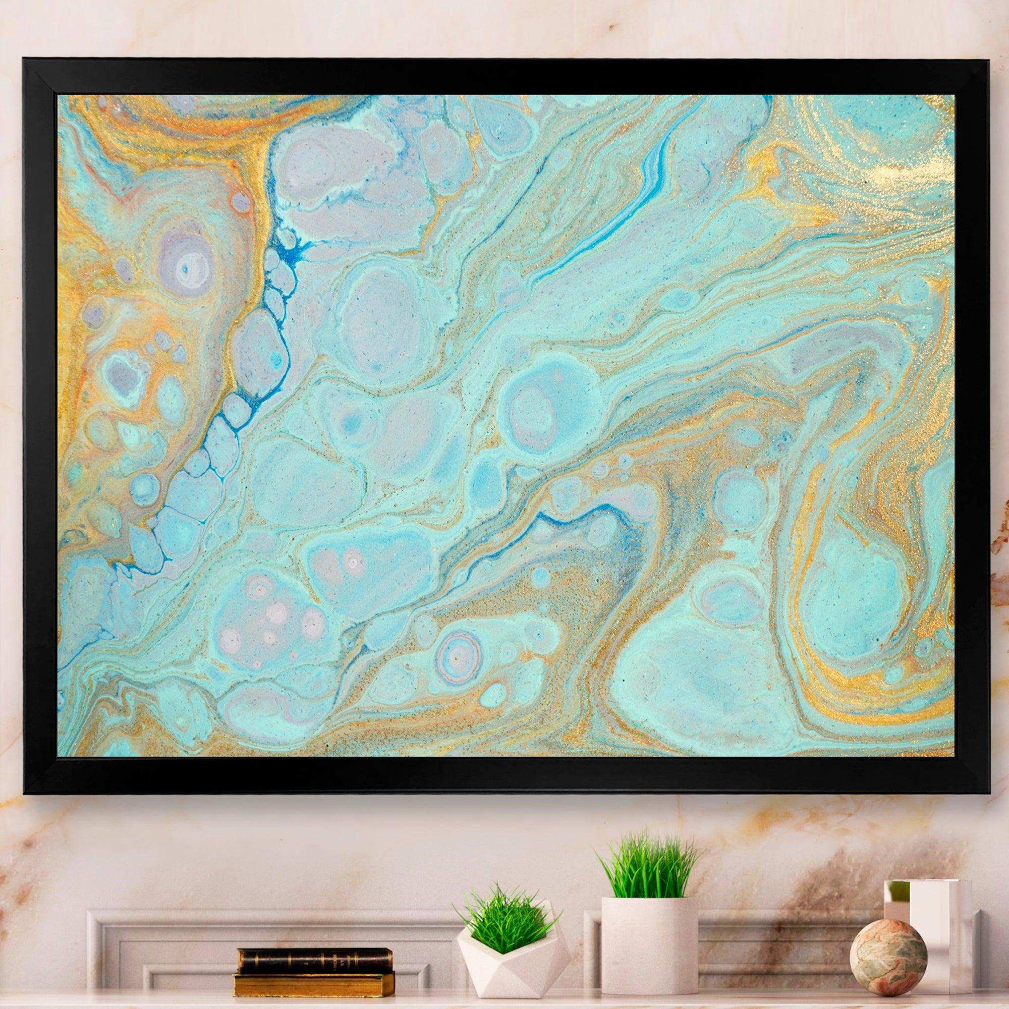 Blue and Gold Marble Agate Ripples II