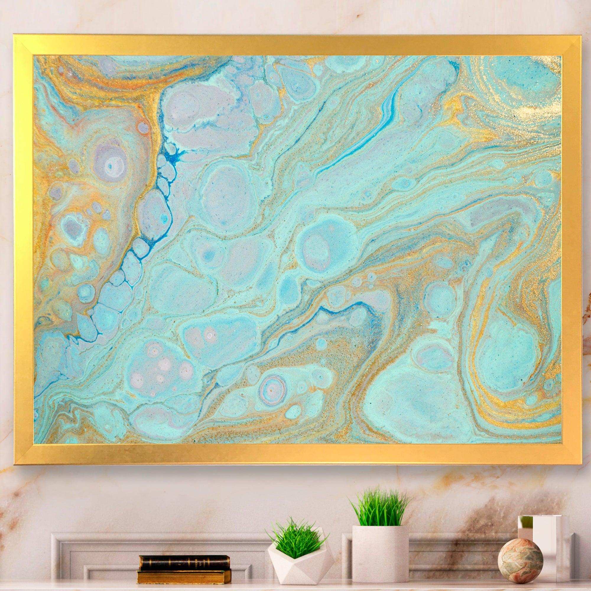 Blue and Gold Marble Agate Ripples II