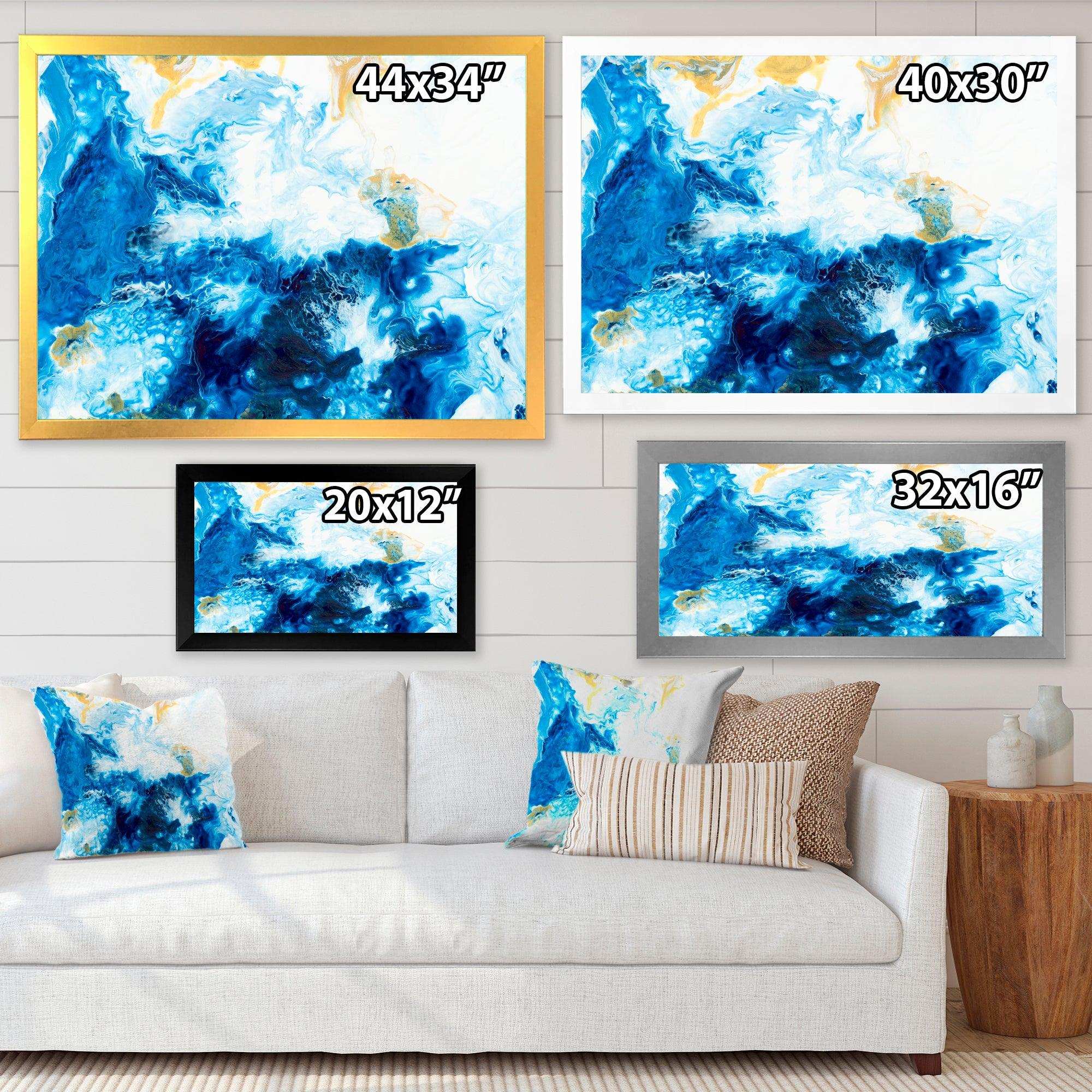 Blue and Gold Ocean Abstract Marble