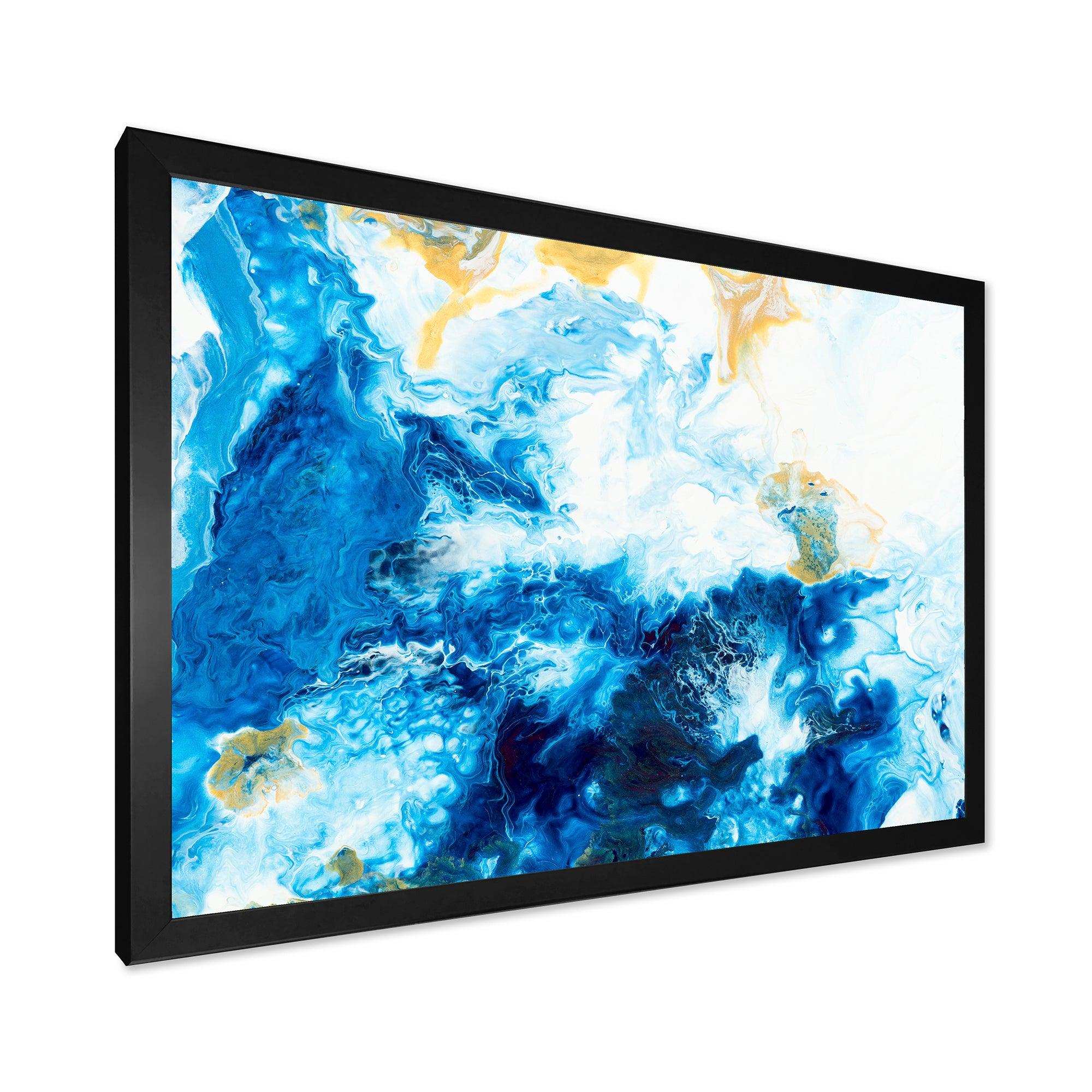 Blue and Gold Ocean Abstract Marble