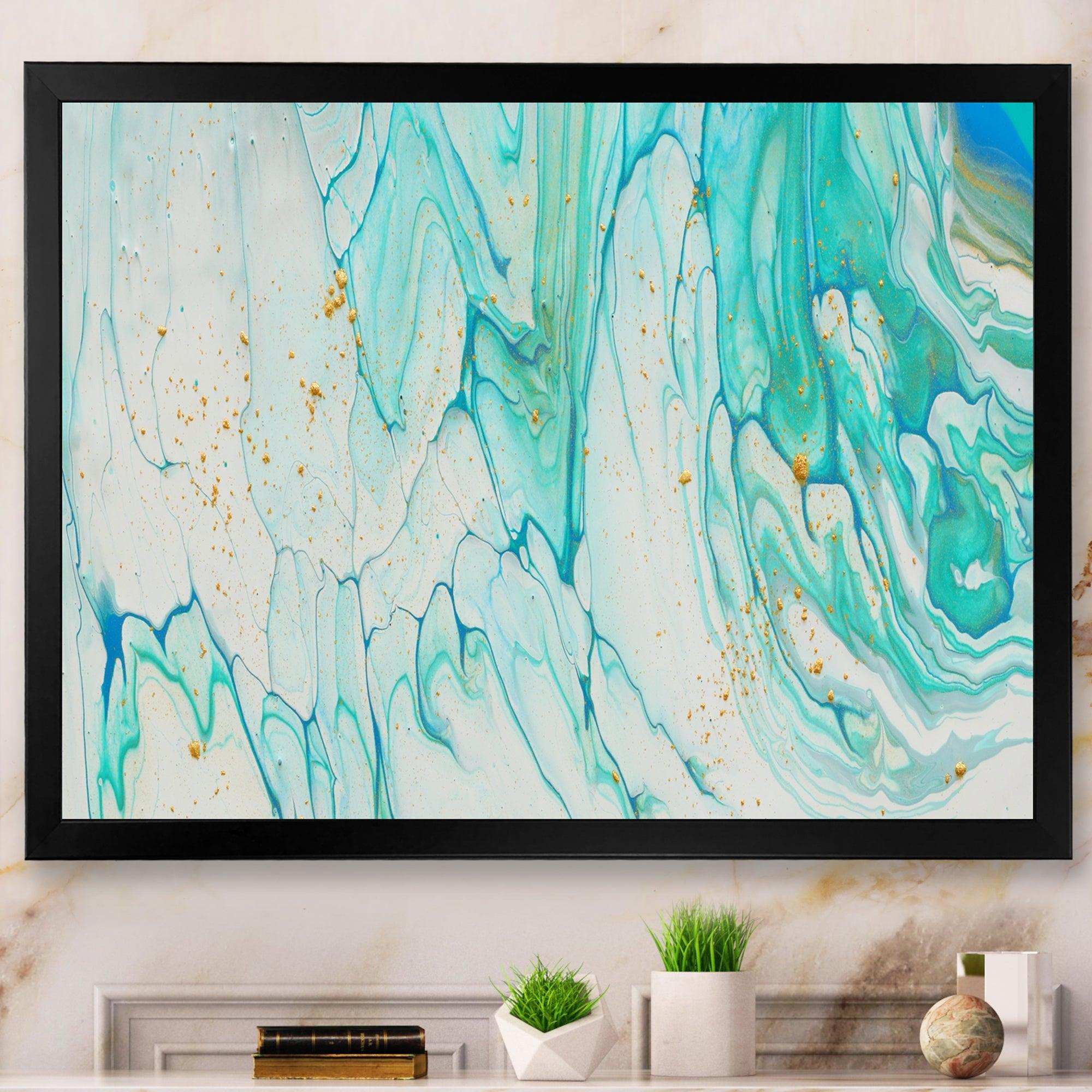 Blue Pastel White and Gold Marble