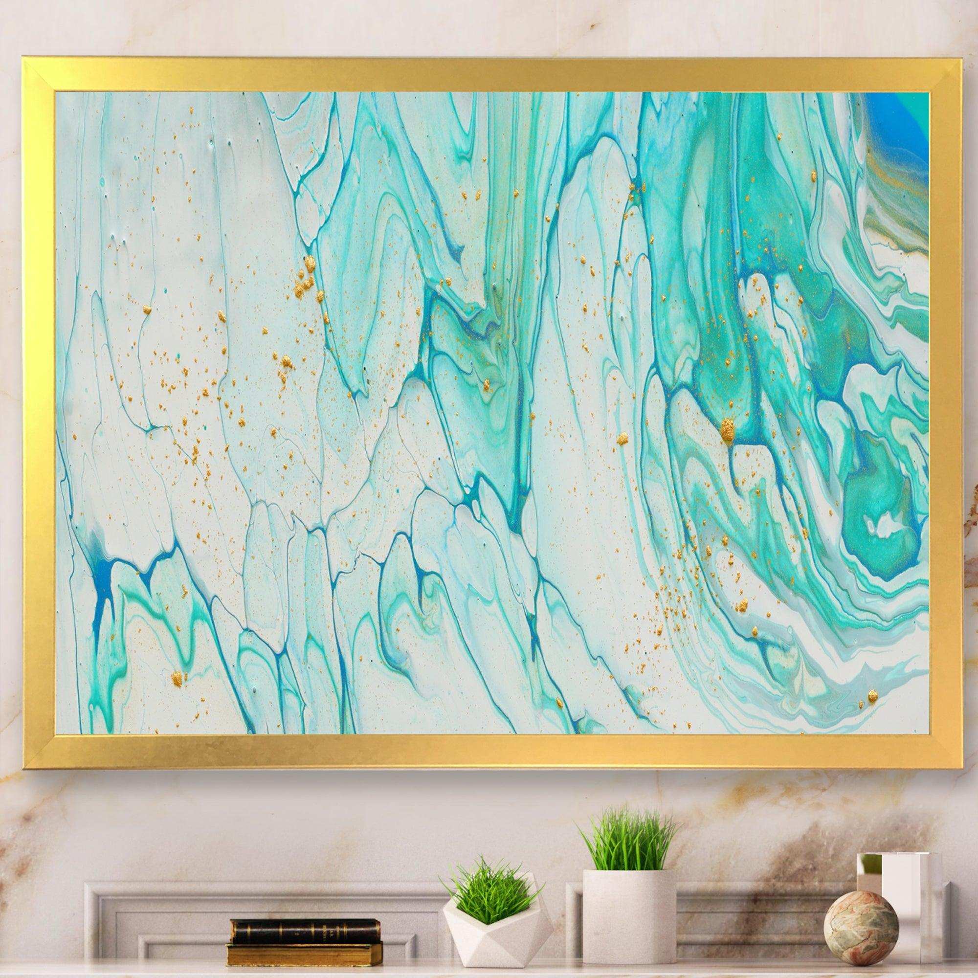 Blue Pastel White and Gold Marble