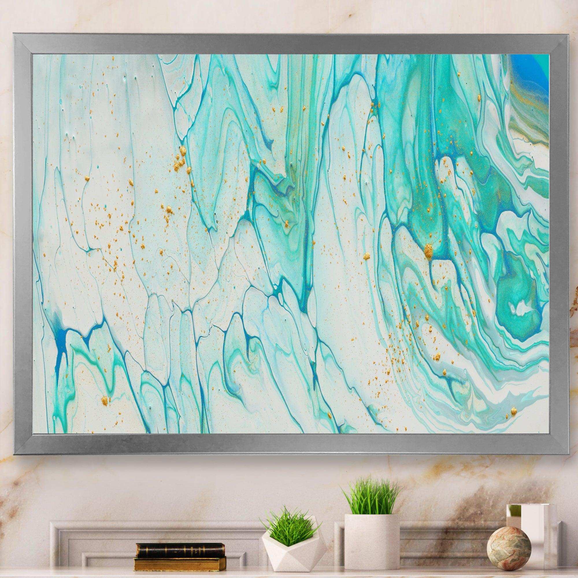 Blue Pastel White and Gold Marble