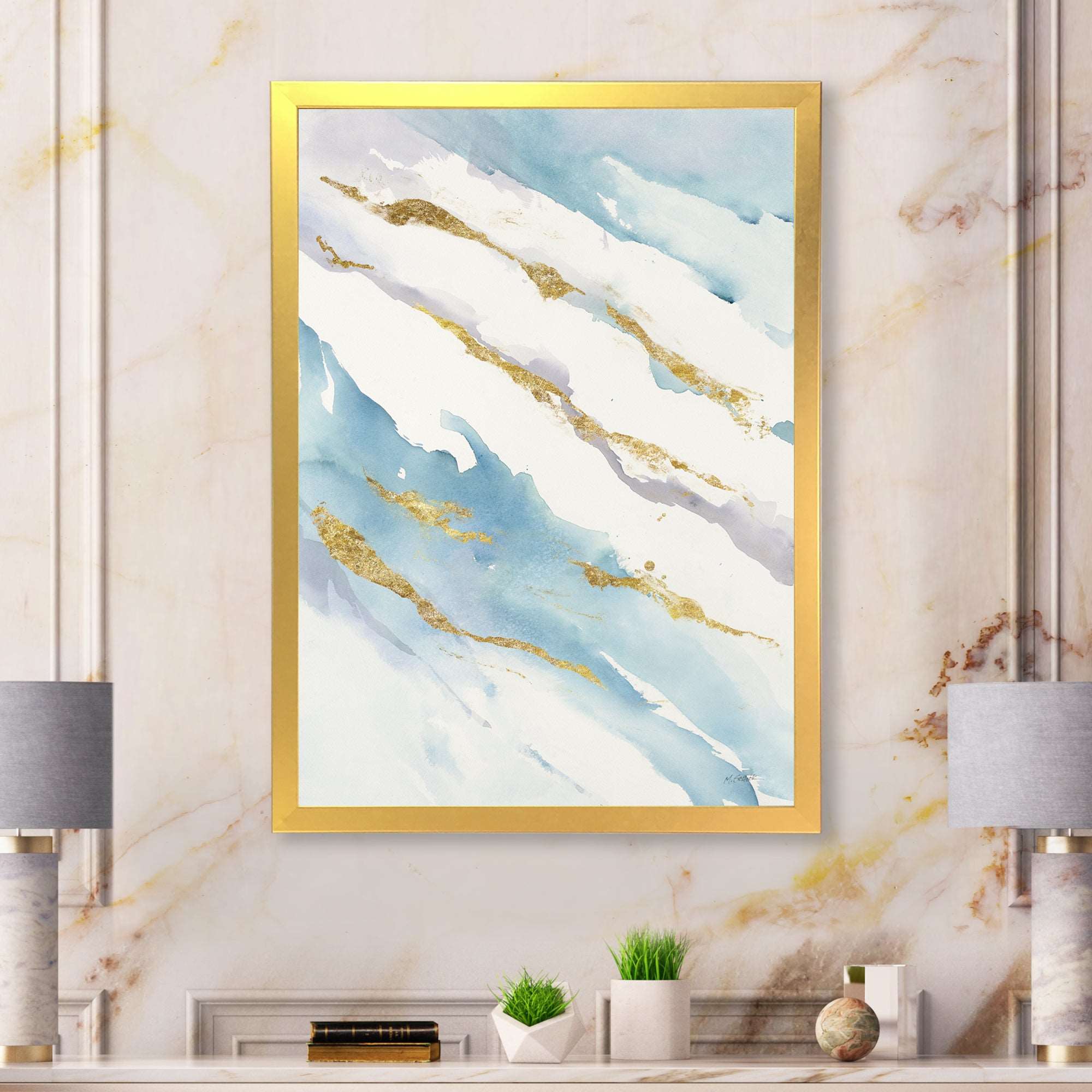 Abstract Drift v2 Framed Print Vibrant Gold - 1.5 Width