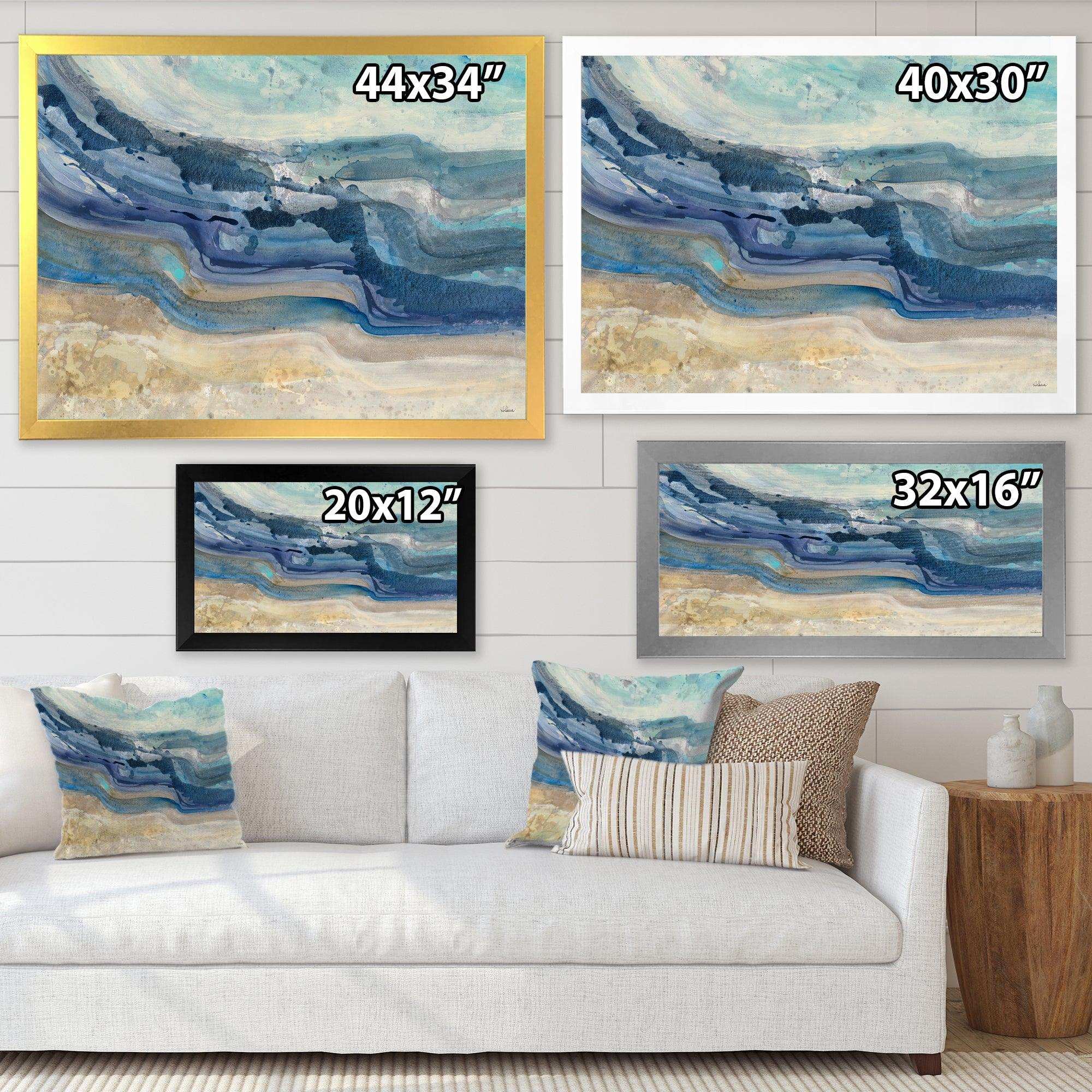 Coast Blue Sea Waves Watercolour