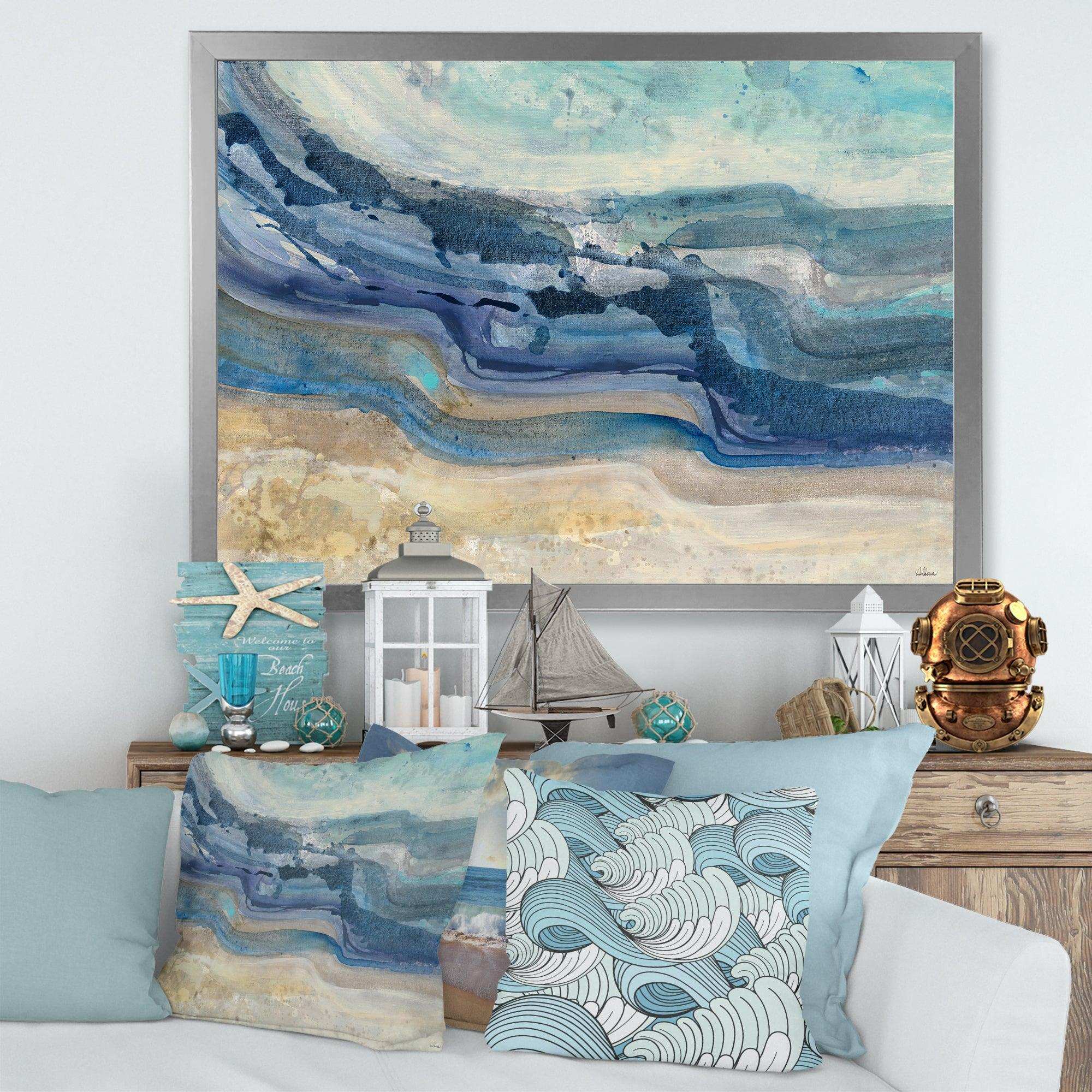 Coast Blue Sea Waves Watercolour