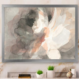 Abstract Peony Grey Framed Print Matte White - 1.5 Width