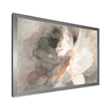 Abstract Peony Grey Framed Print Matte White - 1.5 Width