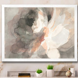 Abstract Peony Grey Framed Print Matte White - 1.5 Width