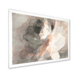 Abstract Peony Grey Framed Print Matte White - 1.5 Width