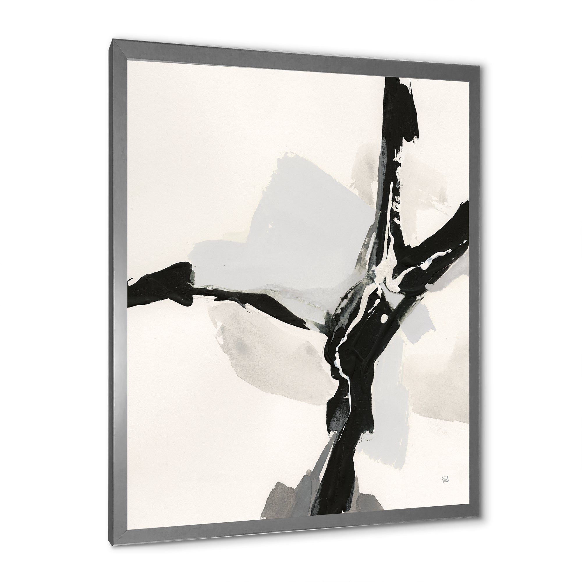 Abstract Neutral III Framed Print Matte White - 1.5 Width