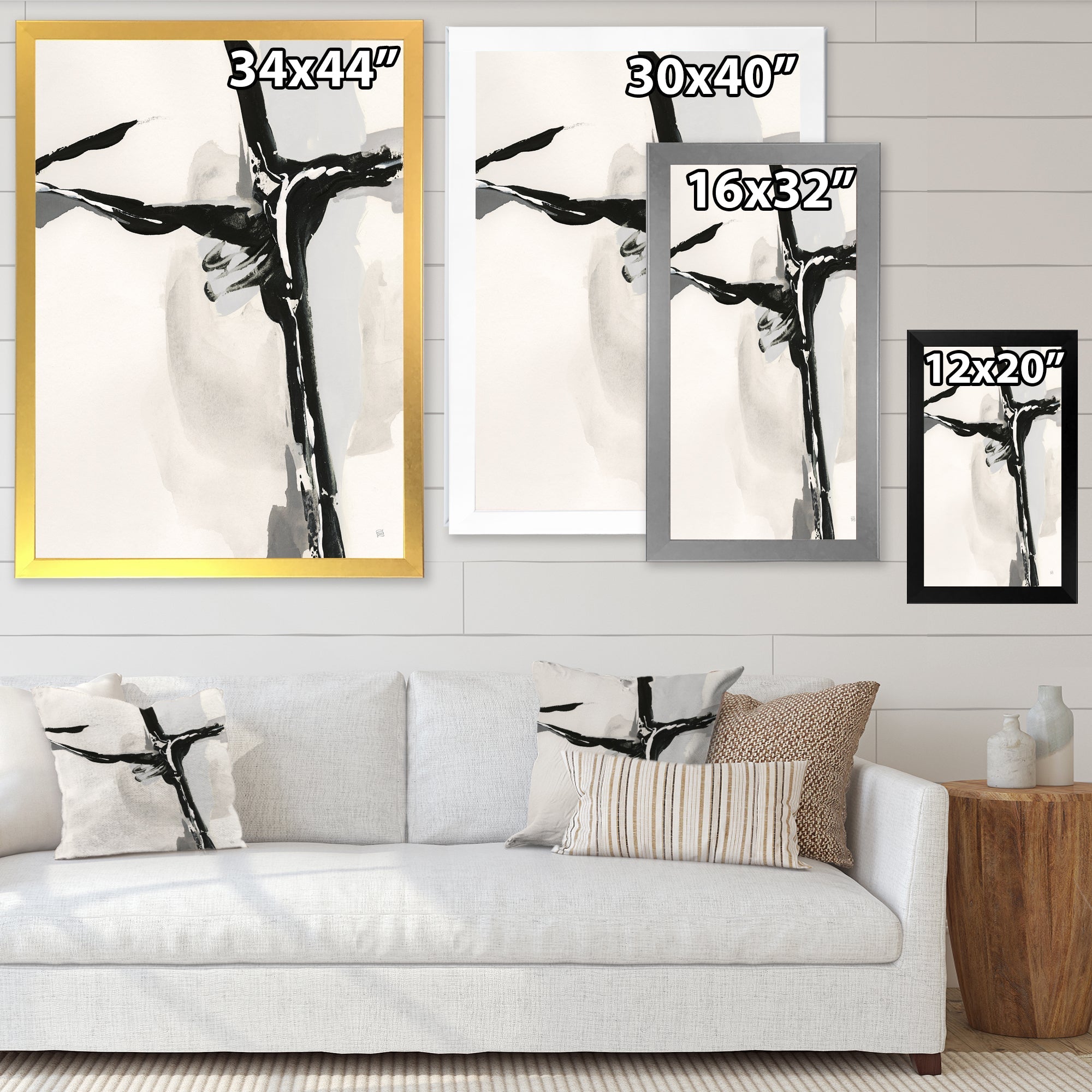 Abstract Neutral II Framed Print Matte White - 1.5 Width