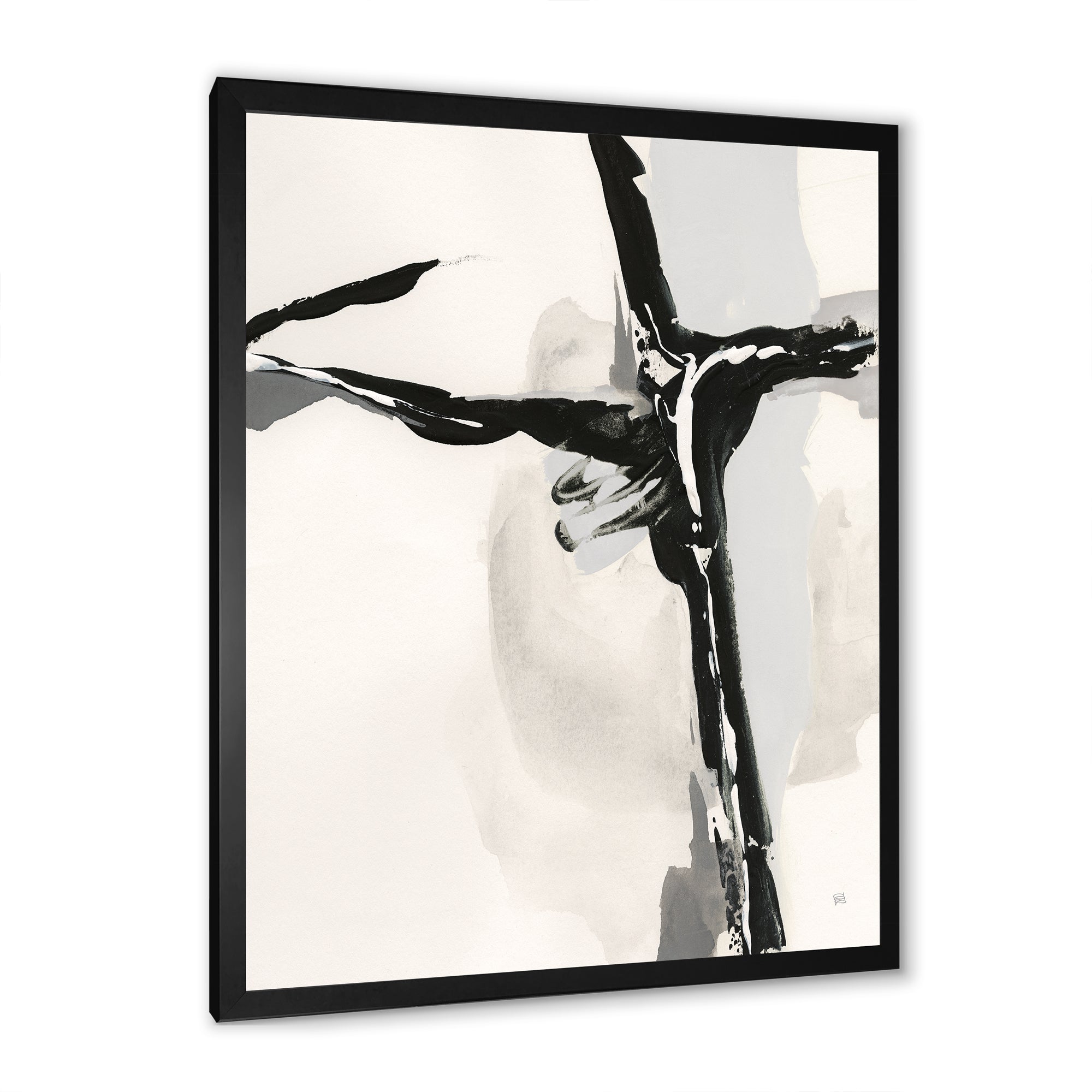 Abstract Neutral II Framed Print Vibrant Black - 1.5 Width