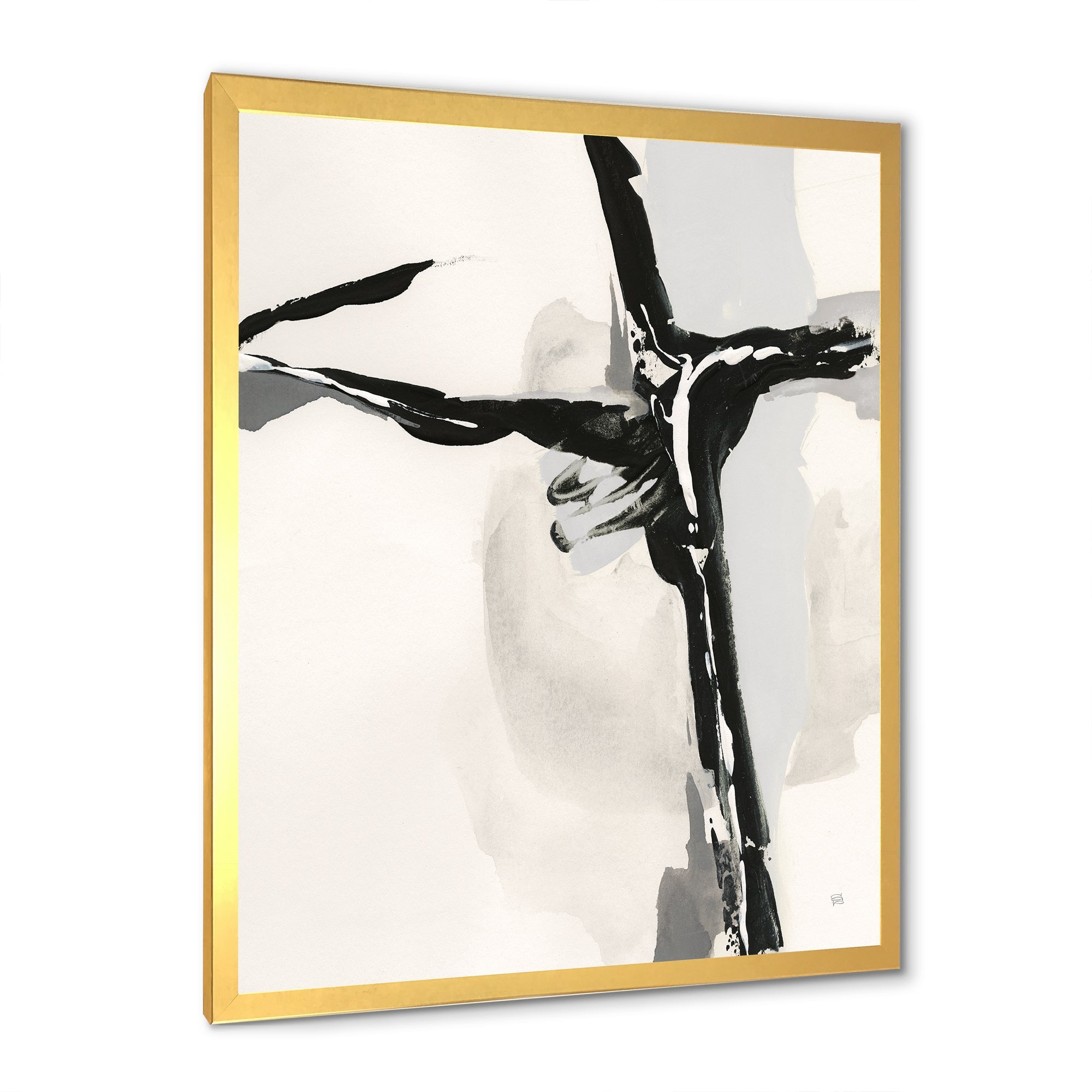 Abstract Neutral II Framed Print Vibrant Gold - 1.5 Width