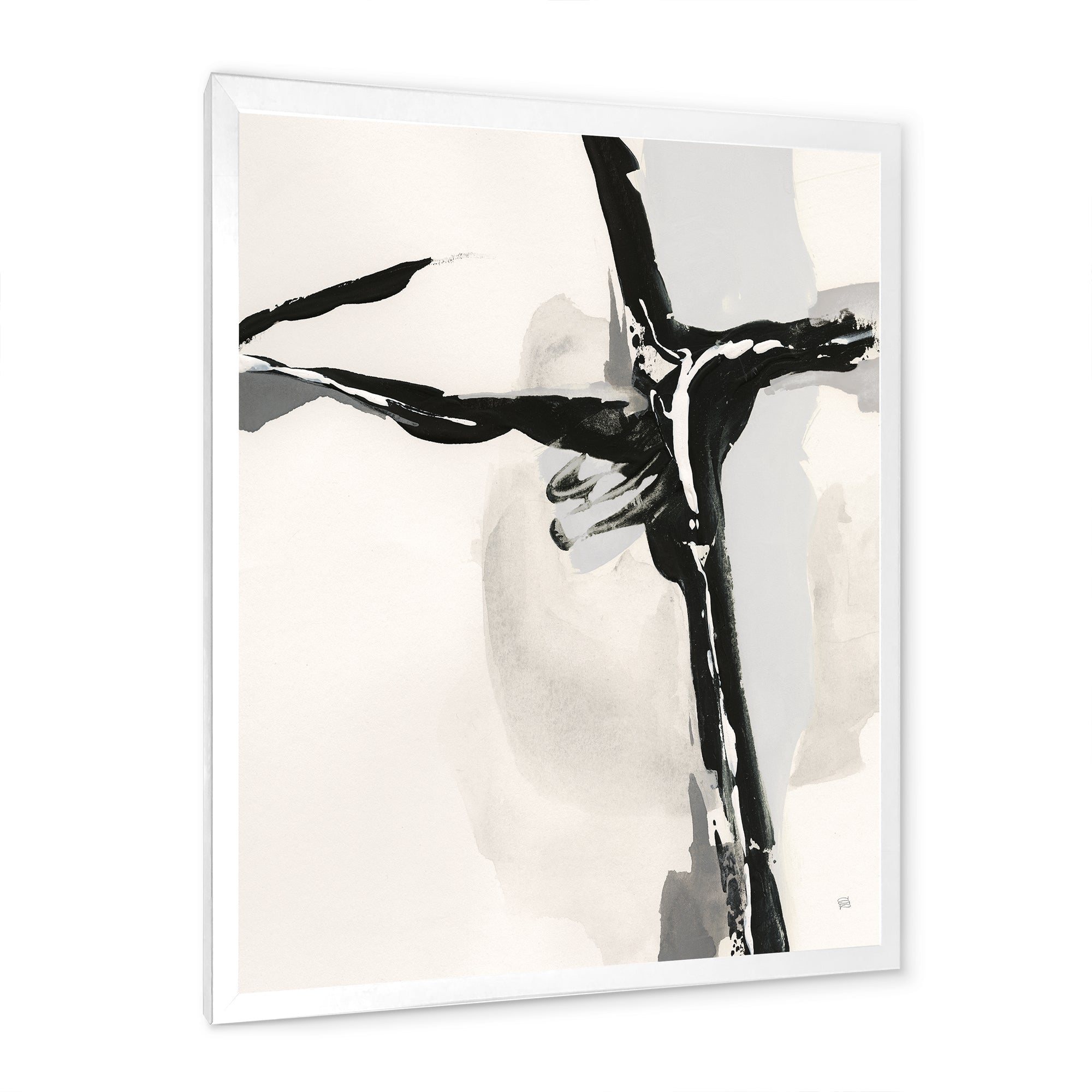 Abstract Neutral II Framed Print Matte White - 1.5 Width