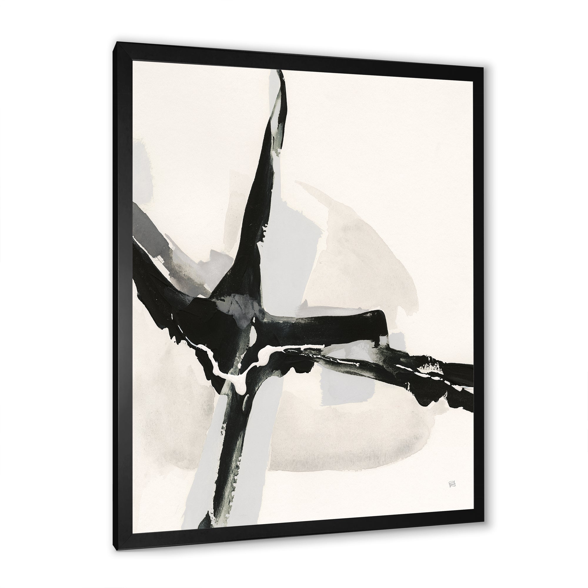 Abstract Neutral I Framed Print Vibrant Black - 1.5 Width