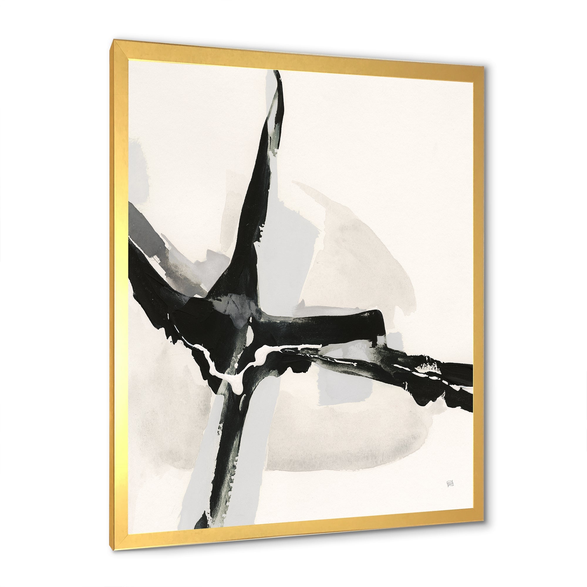 Abstract Neutral I Framed Print Vibrant Gold - 1.5 Width