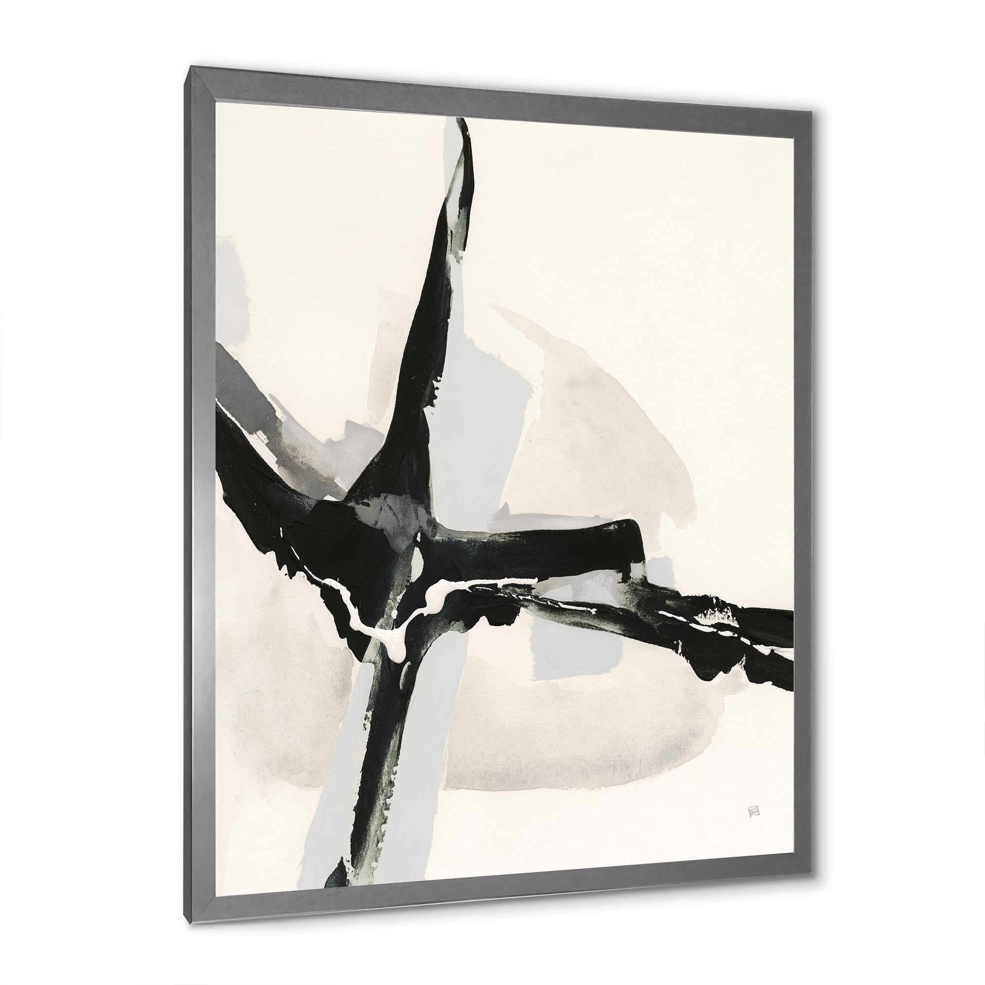 Abstract Neutral I Framed Print Matte White - 1.5 Width