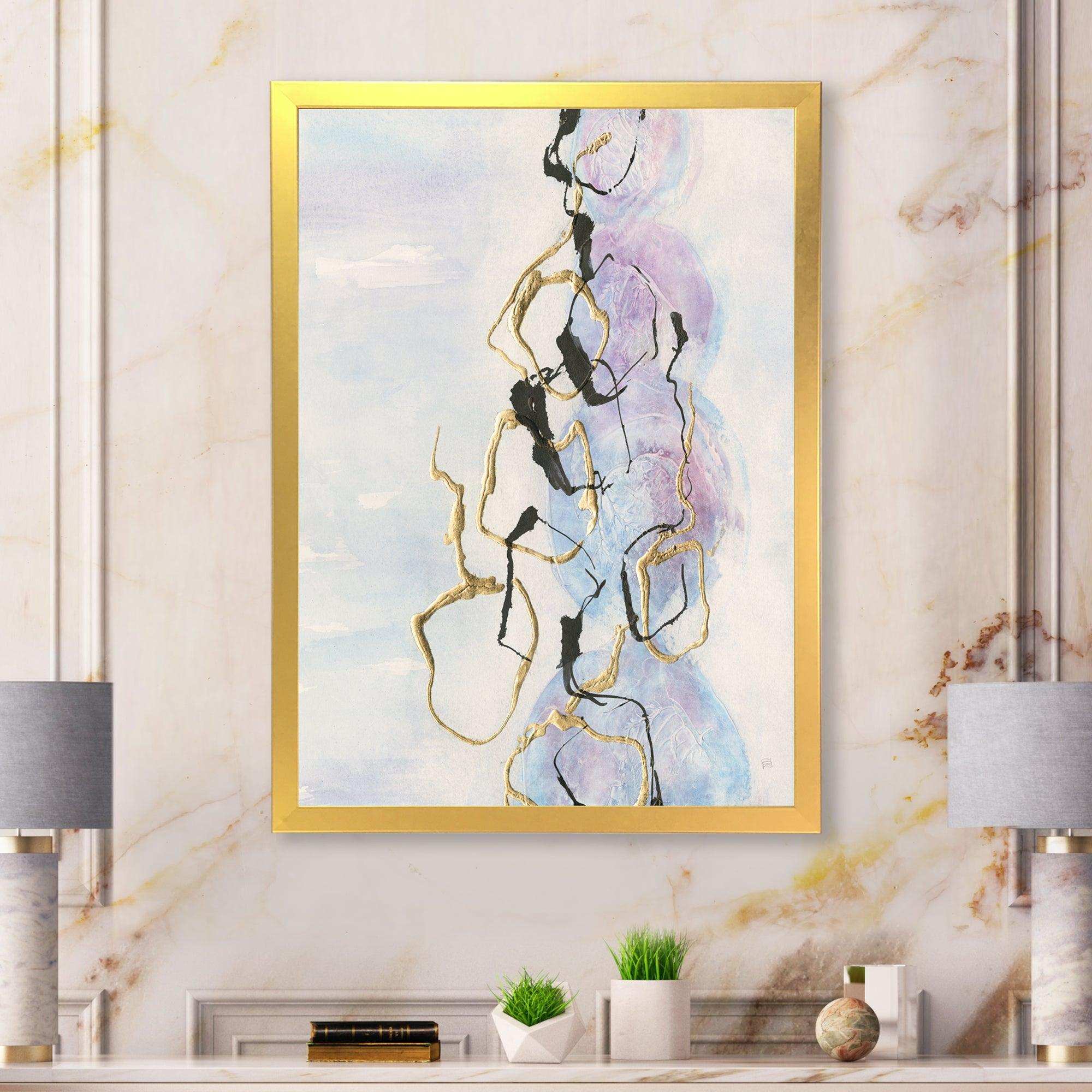 Gold Lines on Pastel I