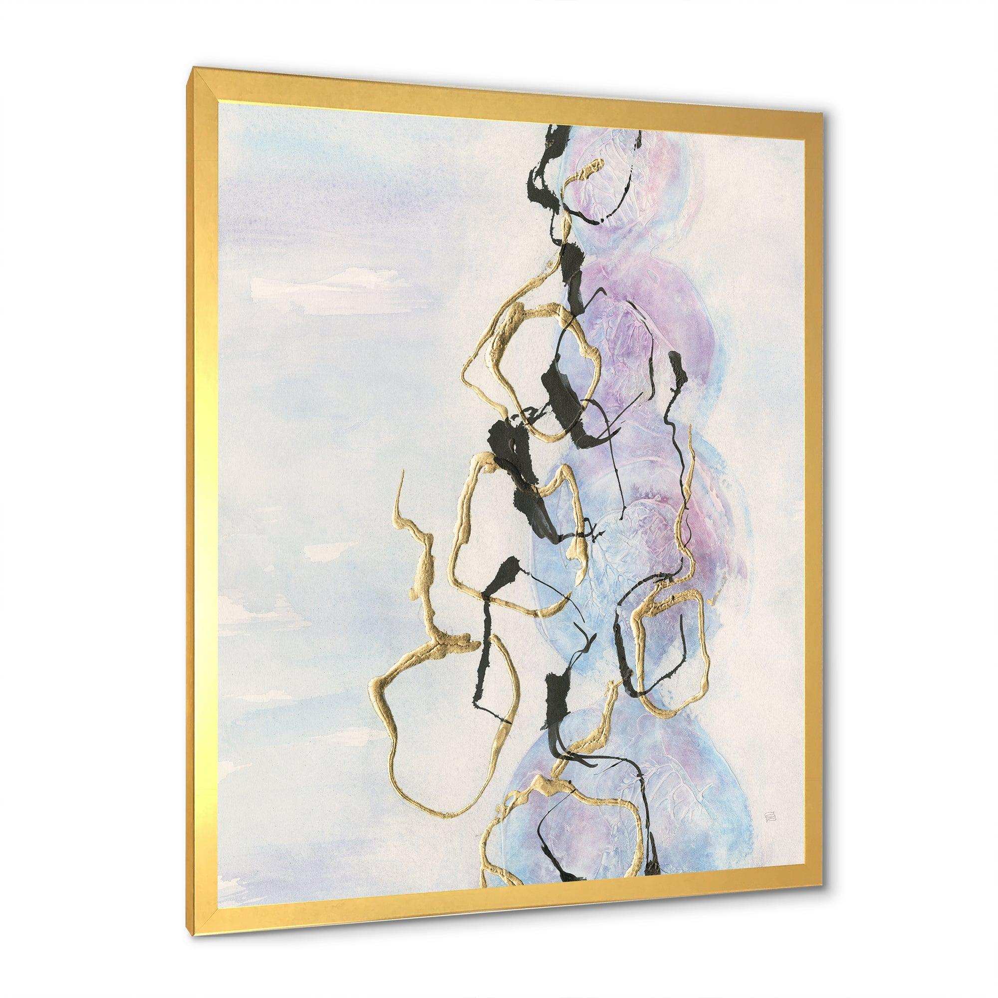 Gold Lines on Pastel I