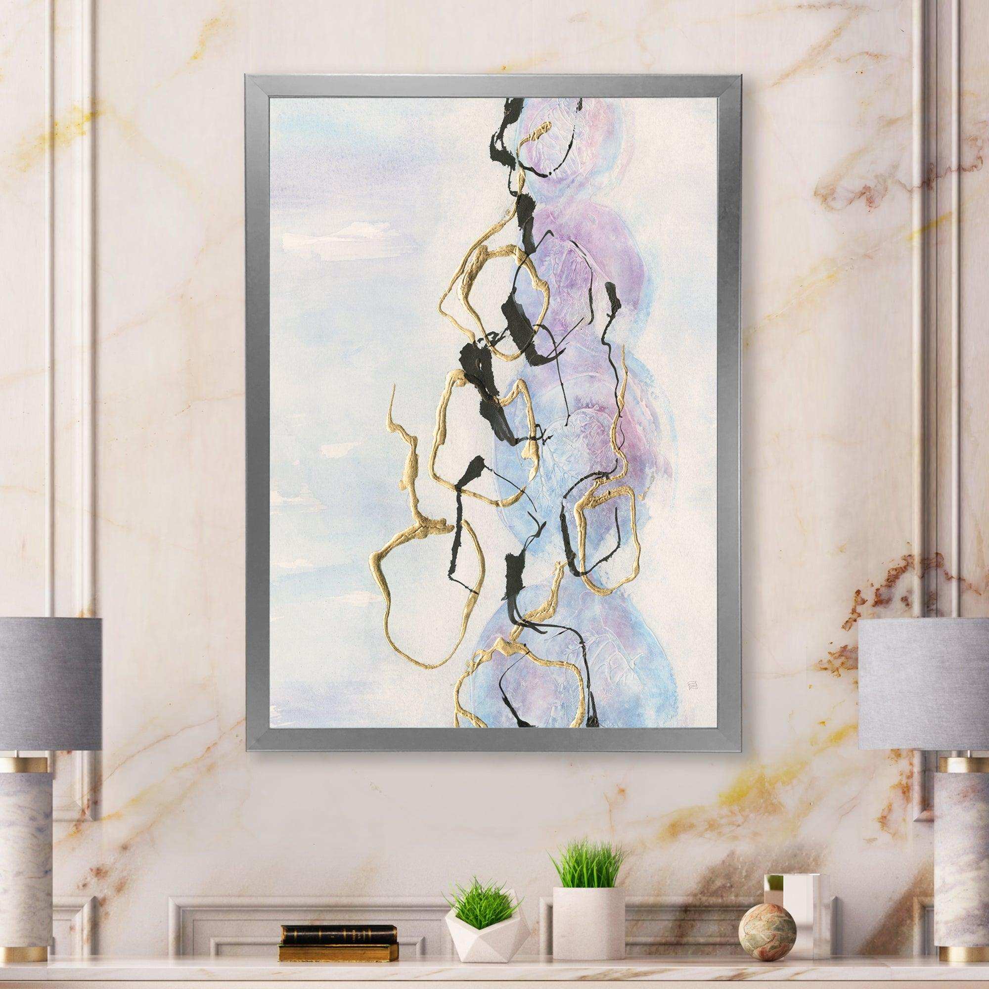 Gold Lines on Pastel I