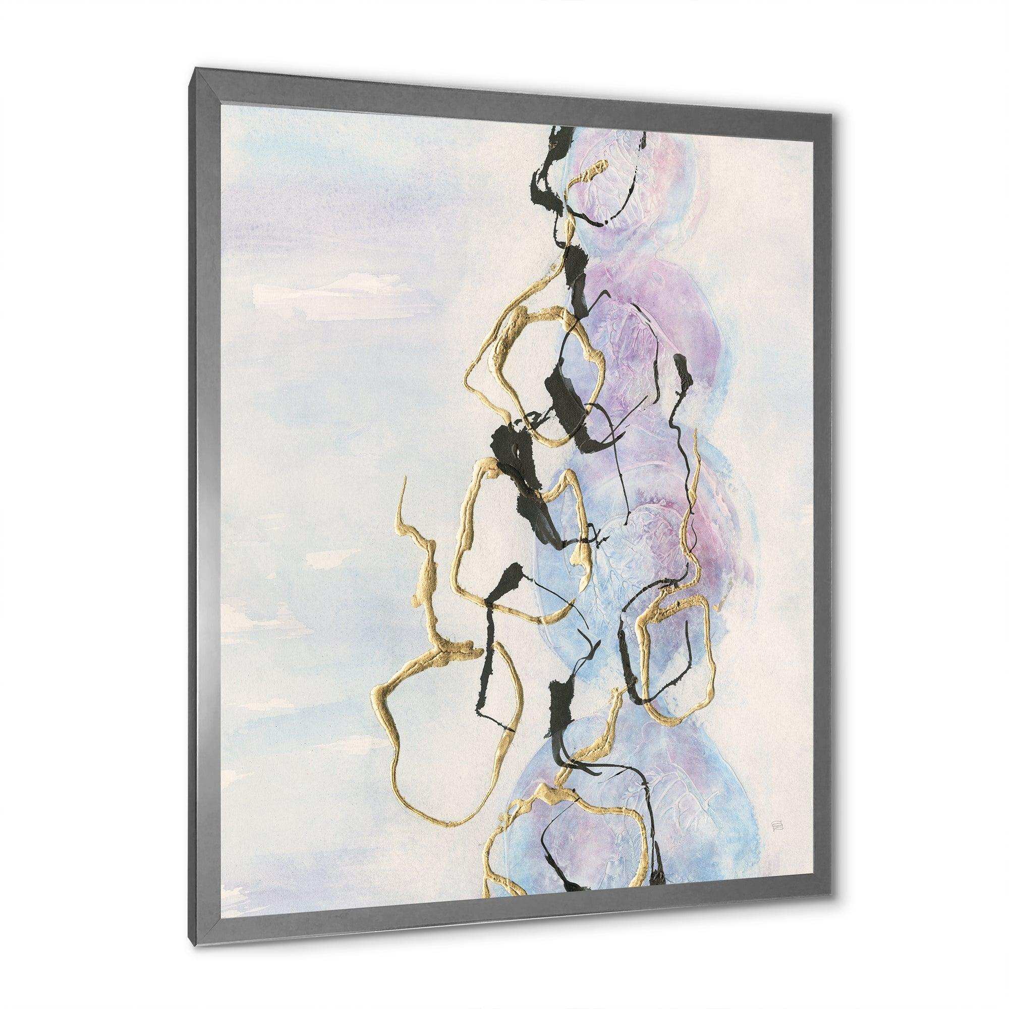 Gold Lines on Pastel I