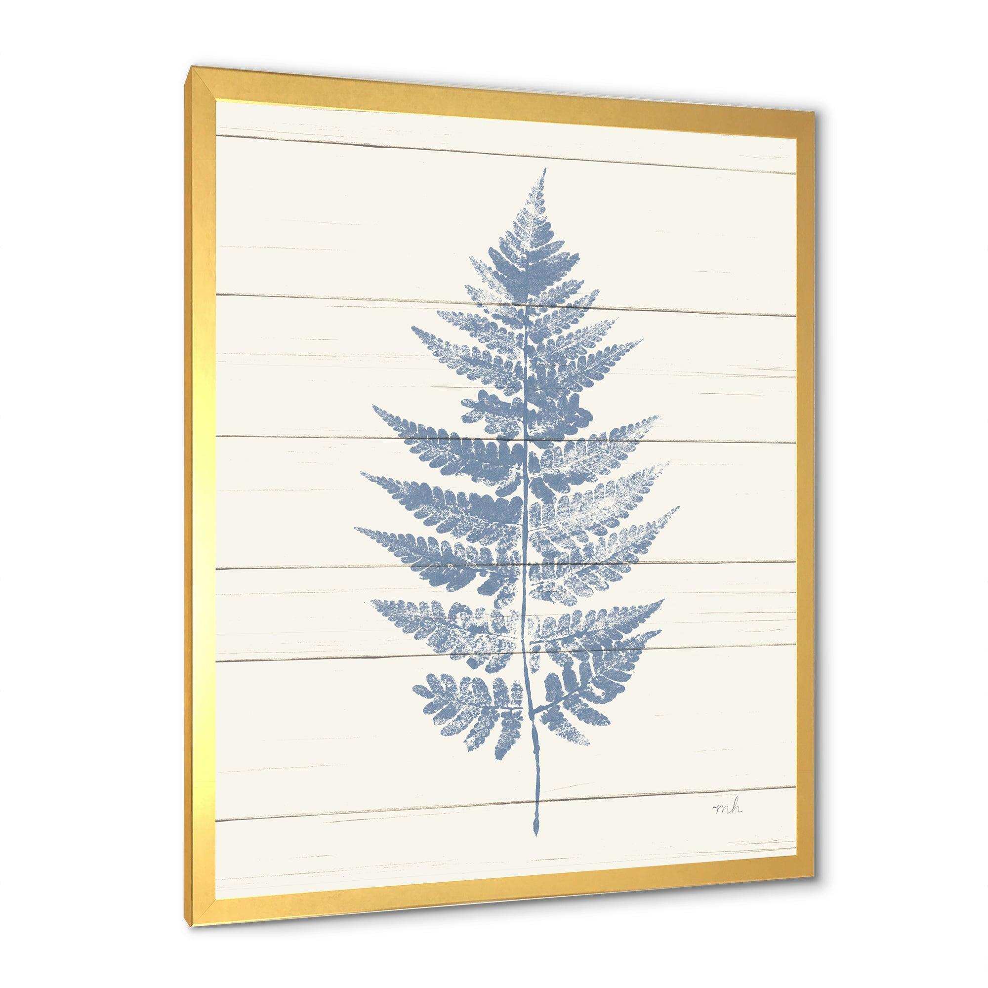 Blue Fern Print on wood I