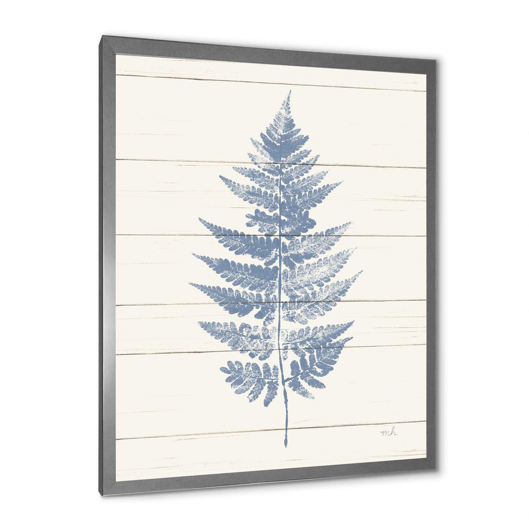 Blue Fern Print on wood I