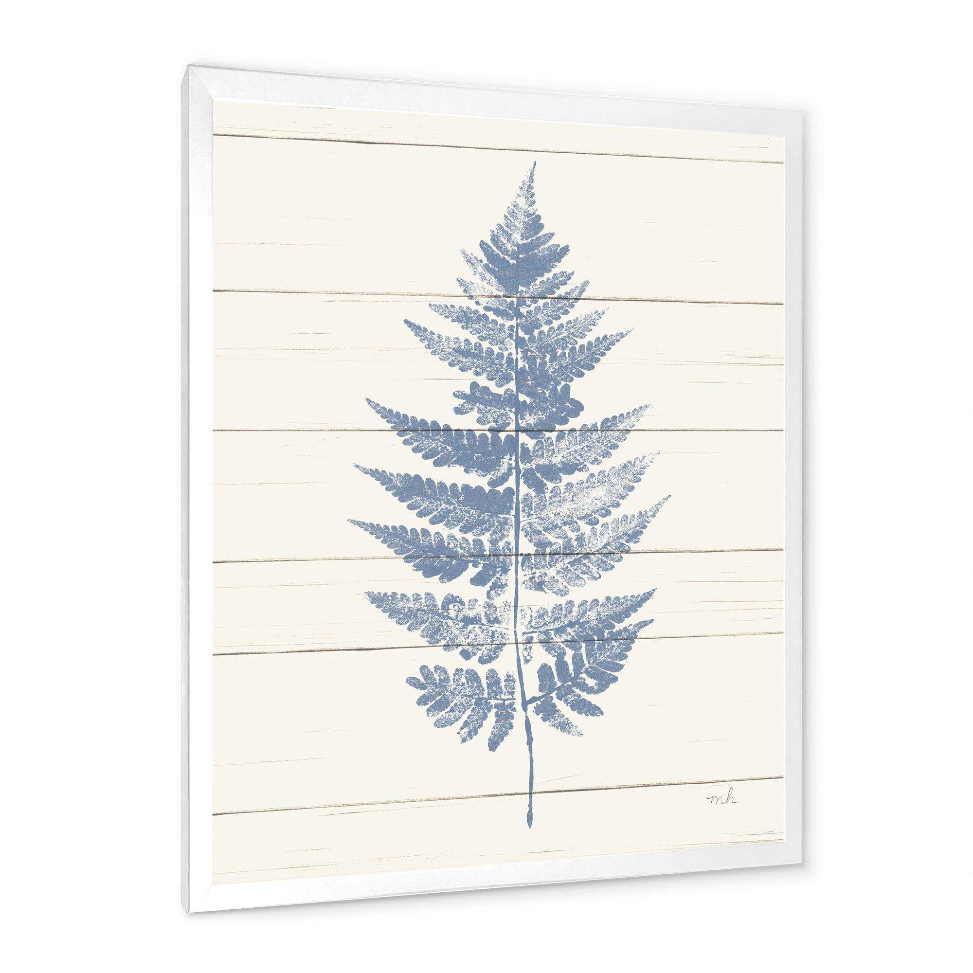 Blue Fern Print on wood I