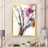 Abstract Purple and Blue Flowers Framed Print Vibrant Gold - 1.5 Width