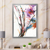 Abstract Purple and Blue Flowers Framed Print Matte White - 1.5 Width