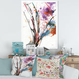 Abstract Purple and Blue Flowers Framed Print Matte White - 1.5 Width