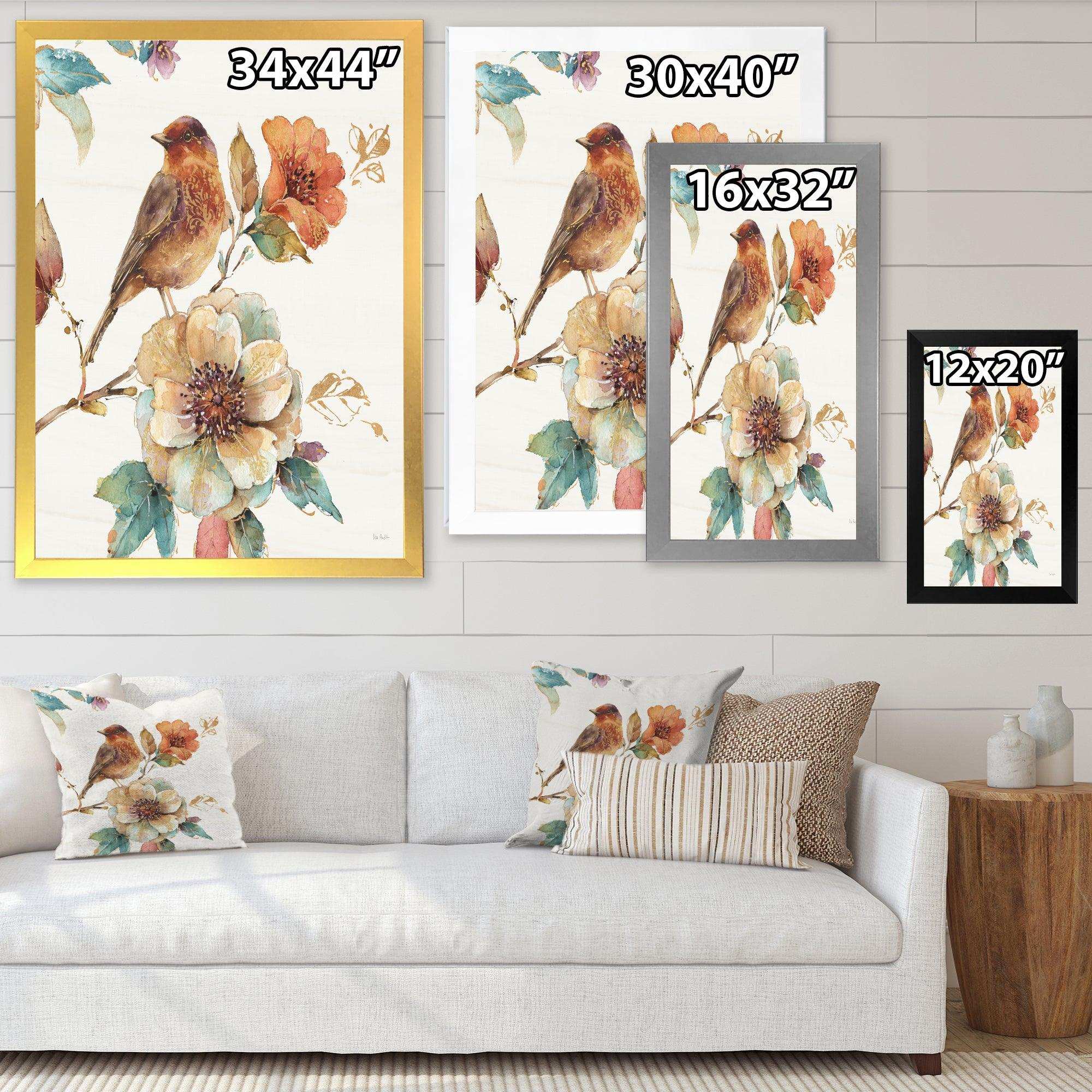 Farmhouse Bird on Flower Branch