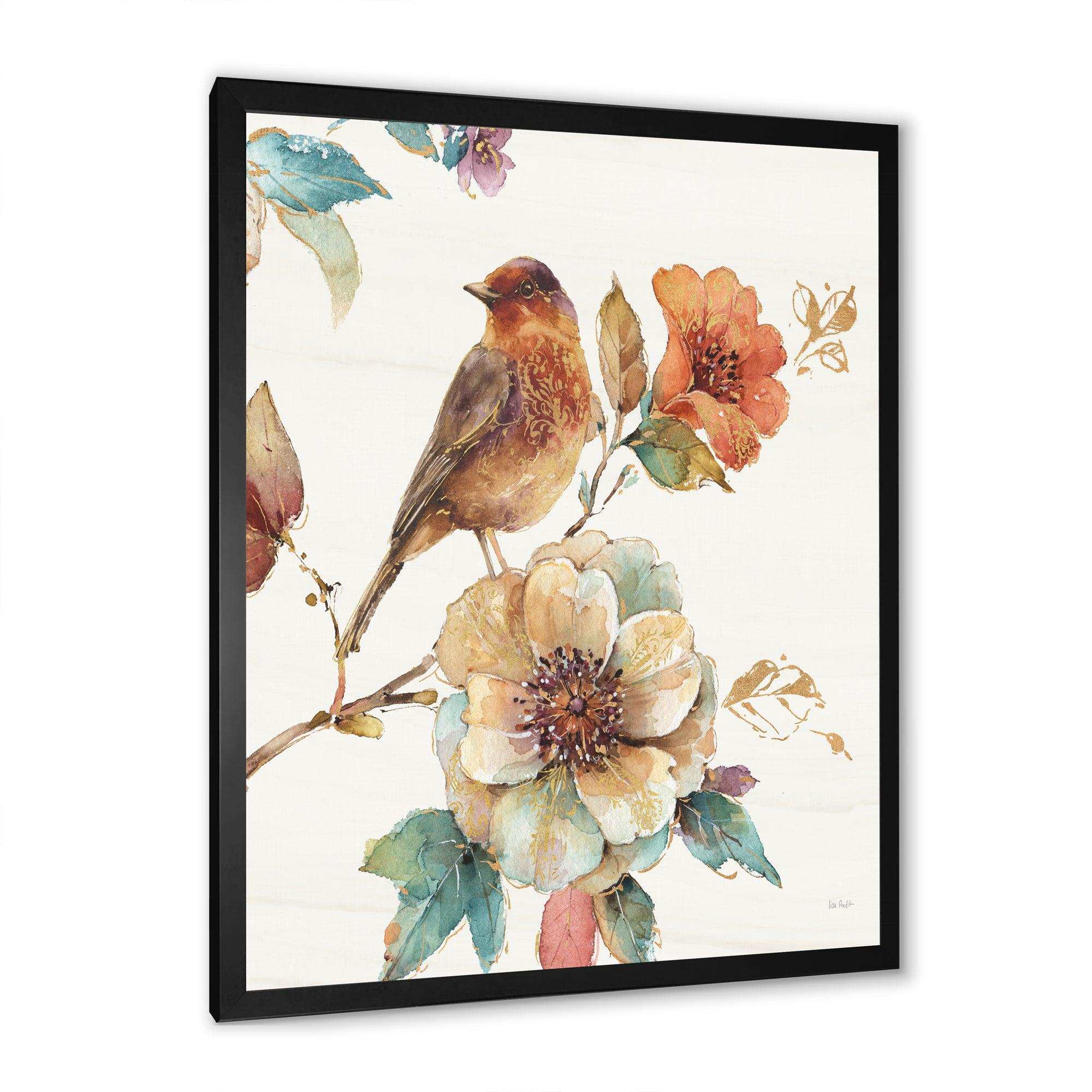 Farmhouse Bird on Flower Branch