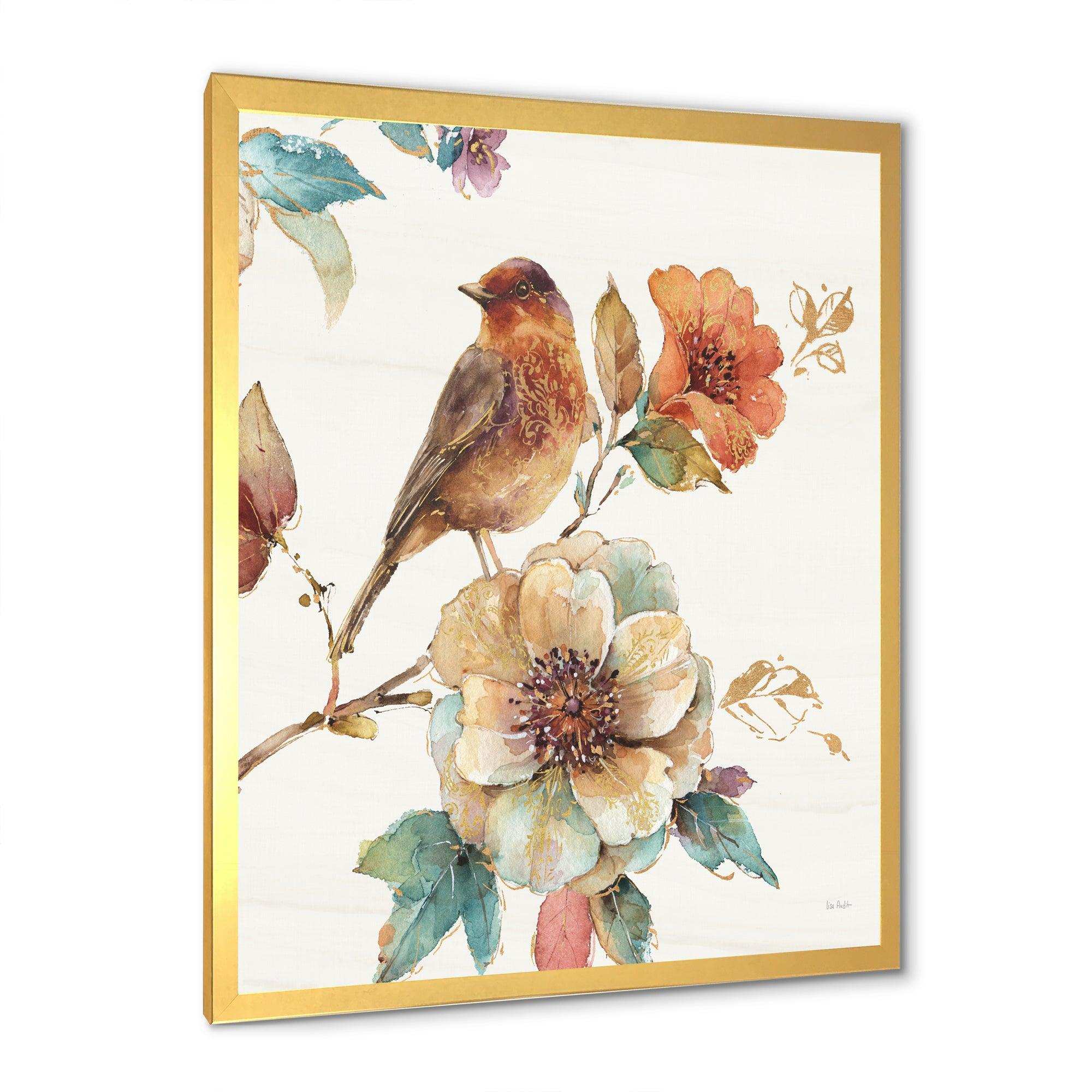 Farmhouse Bird on Flower Branch